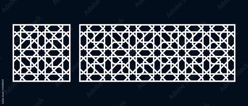 Set of templates of Islamic pattern for laser cutting or paper cut. Vector illustration. Set of templates of Islamic pattern for laser cutting or paper cut. Vector illustration.