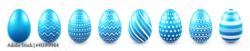 Colorful Easter eggs isolated on white background. Seasonal spring decoration element. Egg hunt game. Vector illustration.