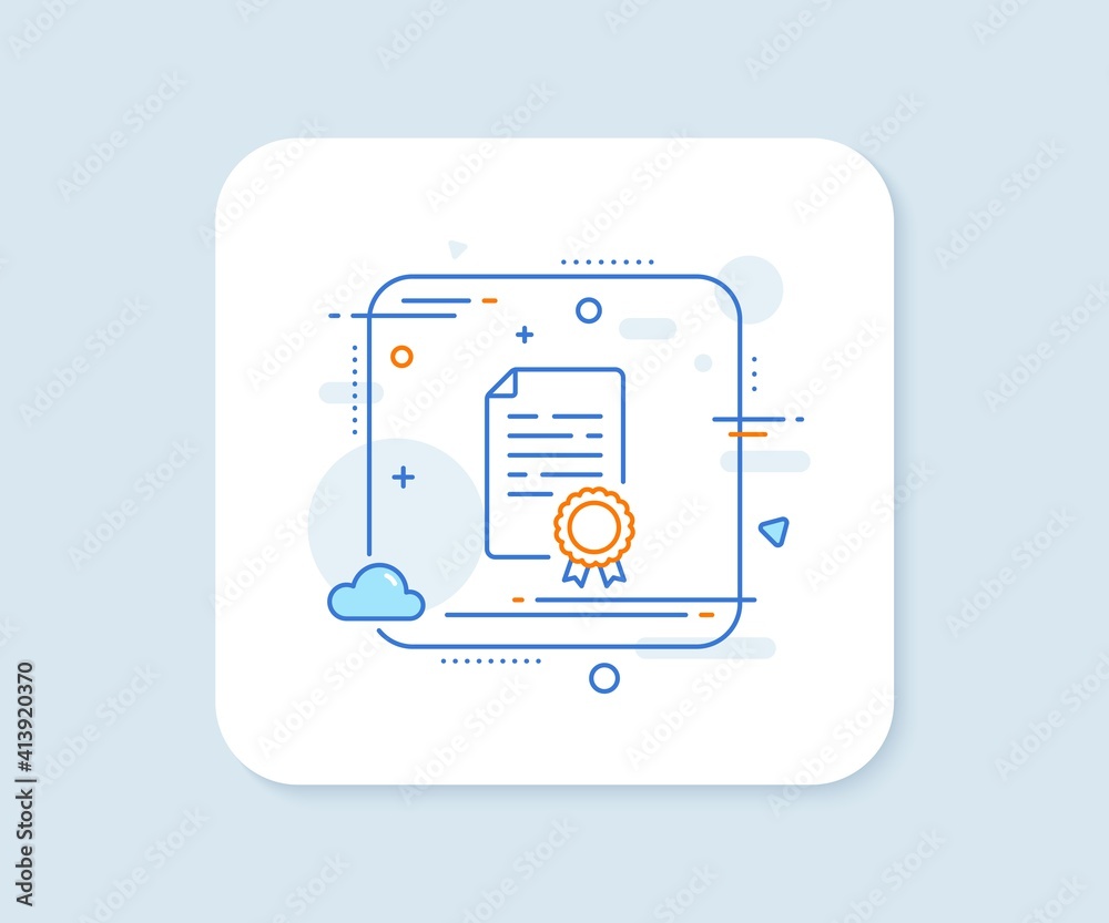Certificate diploma line icon. Abstract square vector button. Document file page sign. Office note symbol. Certificate diploma line icon. Quality concept badge. Vector Certificate diploma line icon. Abstract square vector button. Document file page sign. Office note symbol. Certificate diploma line icon. Quality concept badge. Vector