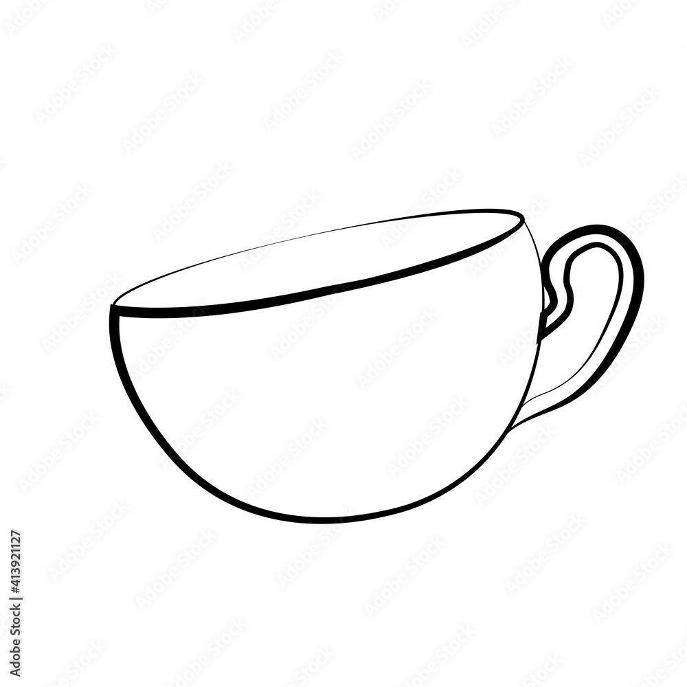 cup hand draw icon isolated on white background. Vector cup hand draw icon isolated on white background. Vector