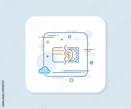 Credit card or cash line icon. Abstract square vector button. Payment methods sign. Payment methods line icon. Quality concept badge. Vector