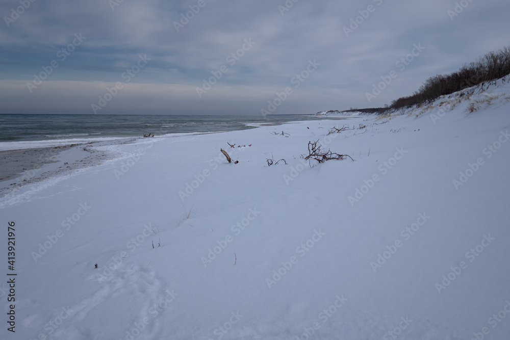 winter landscape blue baltic sea