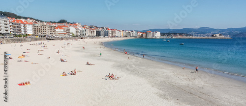 View of the Silgar beach at Sanxenxo city, Pontevedra, Galicia, Spain photo