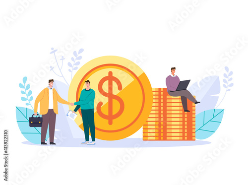 business investment deal handshake start up concept. Vector graphic design abstract illustration
