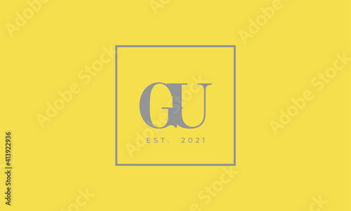 Pantone 2021 Ultimate Gray logotype monogram alphabet characters Illuminating backgound
