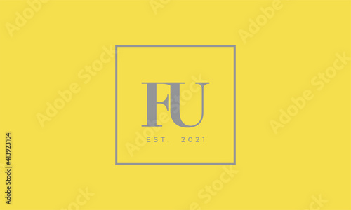Pantone 2021 Ultimate Gray logotype monogram alphabet characters Illuminating backgound