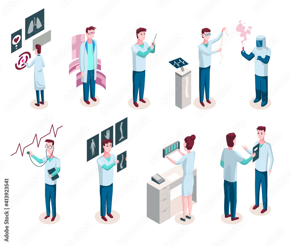 Medicine researchers isometric. Medicine, doctor, laboratory research and pharmacy industry isolated icons. Bundle of isometric elements. Isometric vector illustration kit with people characters Medicine researchers isometric. Medicine, doctor, laboratory research and pharmacy industry isolated icons. Bundle of isometric elements. Isometric vector illustration kit with people characters