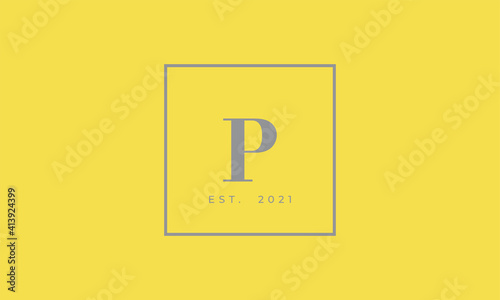 Pantone 2021 Ultimate Gray logotype monogram alphabet characters Illuminating backgound