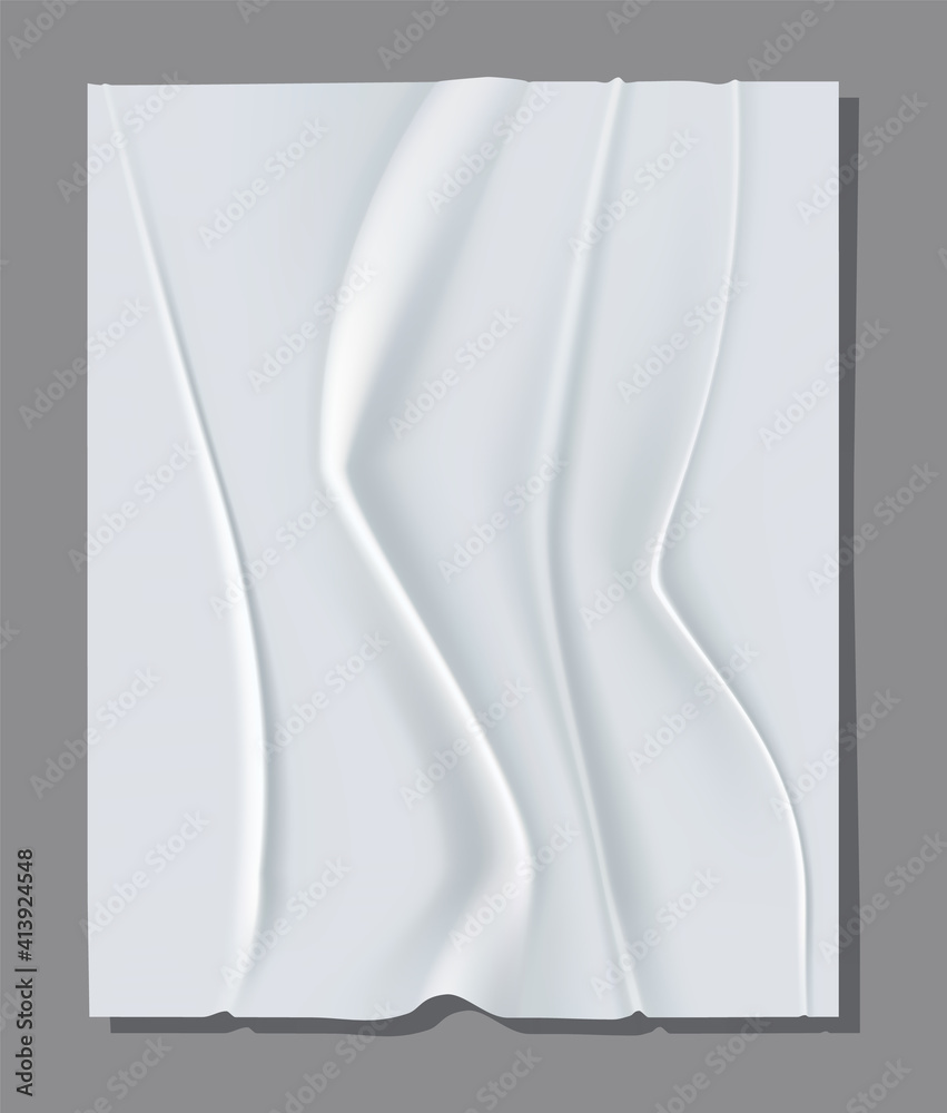 Realistic white sheet of crumpled paper. Vector poster mockup. Vector illustration of wrinkled paper texture. Background template Realistic white sheet of crumpled paper. Vector poster mockup. Vector illustration of wrinkled paper texture. Background template