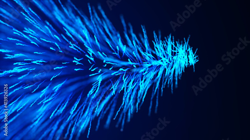 Glowing particles dynamic flow. Abstract digital background. Beautiful neon flame light particulars. 3d rendering.