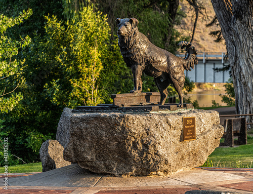 Statues and Memorials along the Missouri River in Historic Fort Benton Montana photo