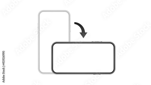 Rotate smartphone isolated icon. Device rotation symbol. Turn your device. Motion graphics. photo