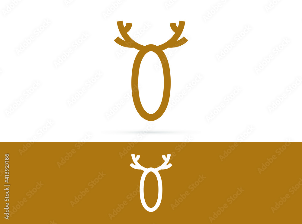 Naklejka premium Letter O deer logo design. Vector combination of animals and letter