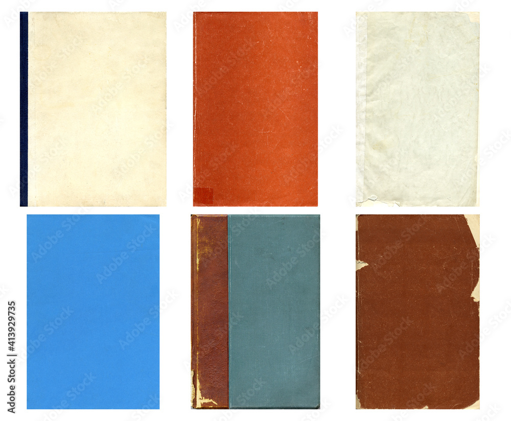 Fototapeta premium Paper and textile textures set. Blank retro pages and old book covers. Rough faded canvas surface. Perfect for background and vintage style design. Empty place for text.