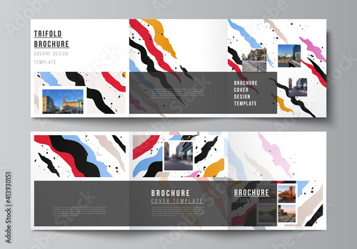 Vector layout of square covers design templates for trifold brochure, flyer, magazine, cover design, book design, brochure cover, creative agency, corporate, business, portfolio, pitch deck, startup.