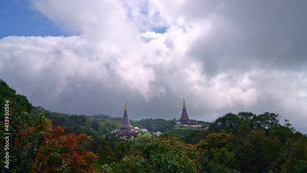 Landmark pagoda in doi Inthanon national park with cloudy sky at Chiang Mai, Thailand Landmark pagoda in doi Inthanon national park with cloudy sky at Chiang Mai, Thailand