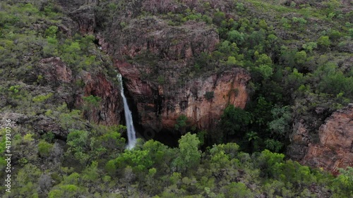 Beautiful shot of Tolmer Falls in Litchfield National park in 4k on tripod gimbal steady in Australia photo