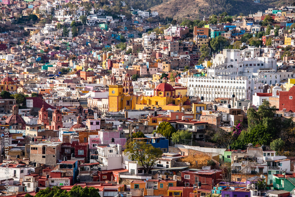 Landscape view of Guanajuato City, Guanajuato State, Mexico 
