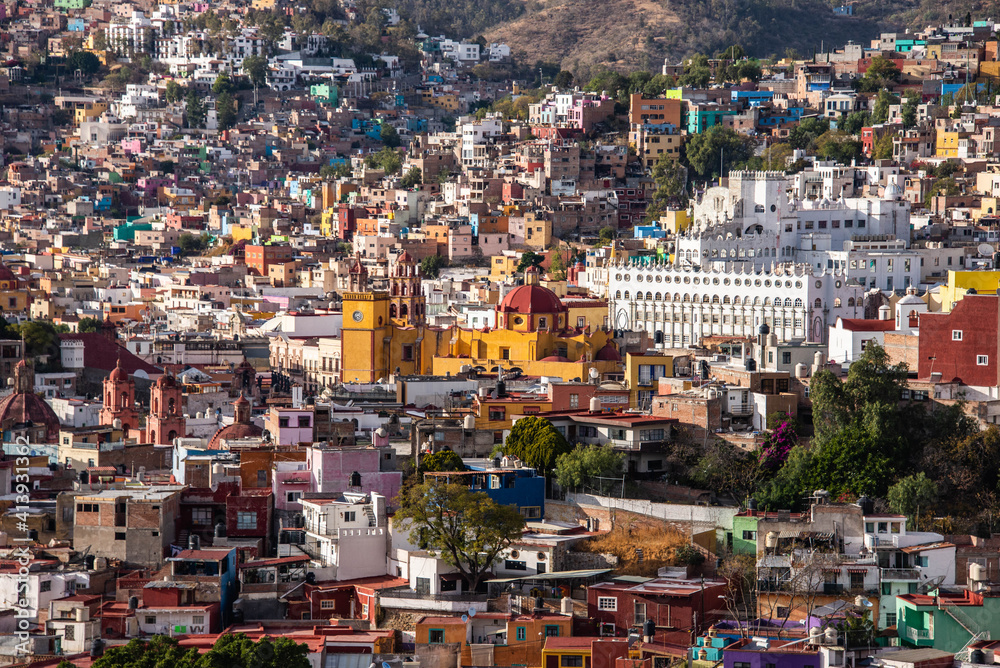 Landscape view of Guanajuato City, Guanajuato State, Mexico 