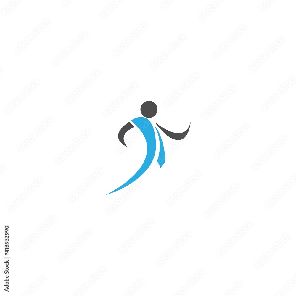 illustration of a businessman running reaching the star with briefcase, business, energetic, dynamic concept icon