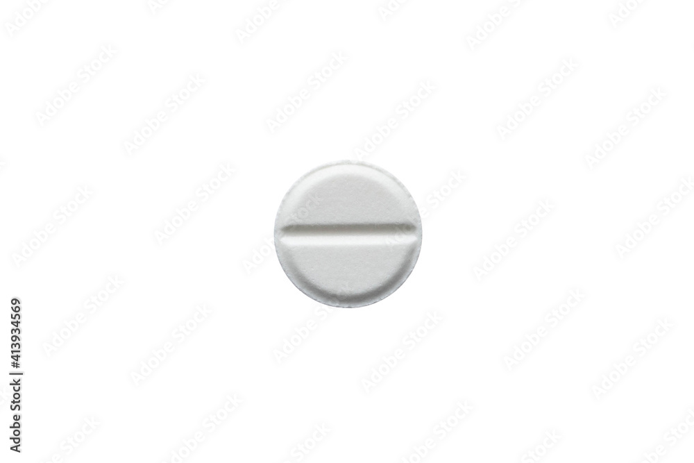 White Pill Isolated on White Background. Macro shoot of single white pill. White Pill Isolated on White Background. Macro shoot of single white pill.