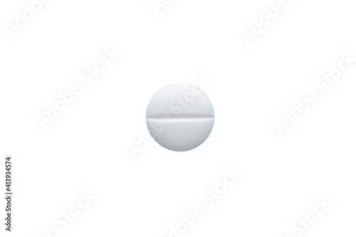 White Pill Isolated on White Background. Macro shoot of single white pill. © Gevorg Simonyan