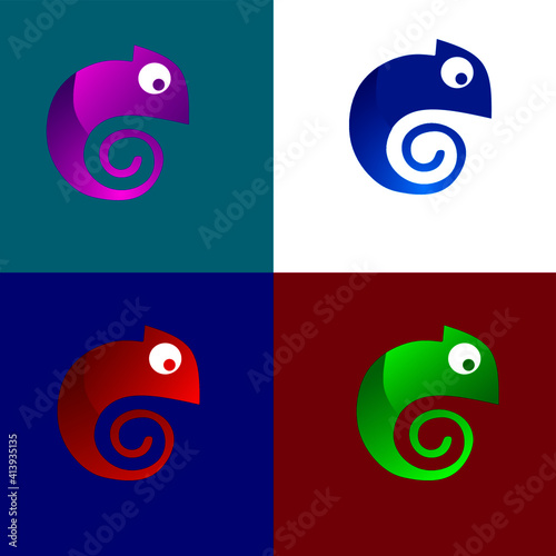 Vector set logo chameleon Design 