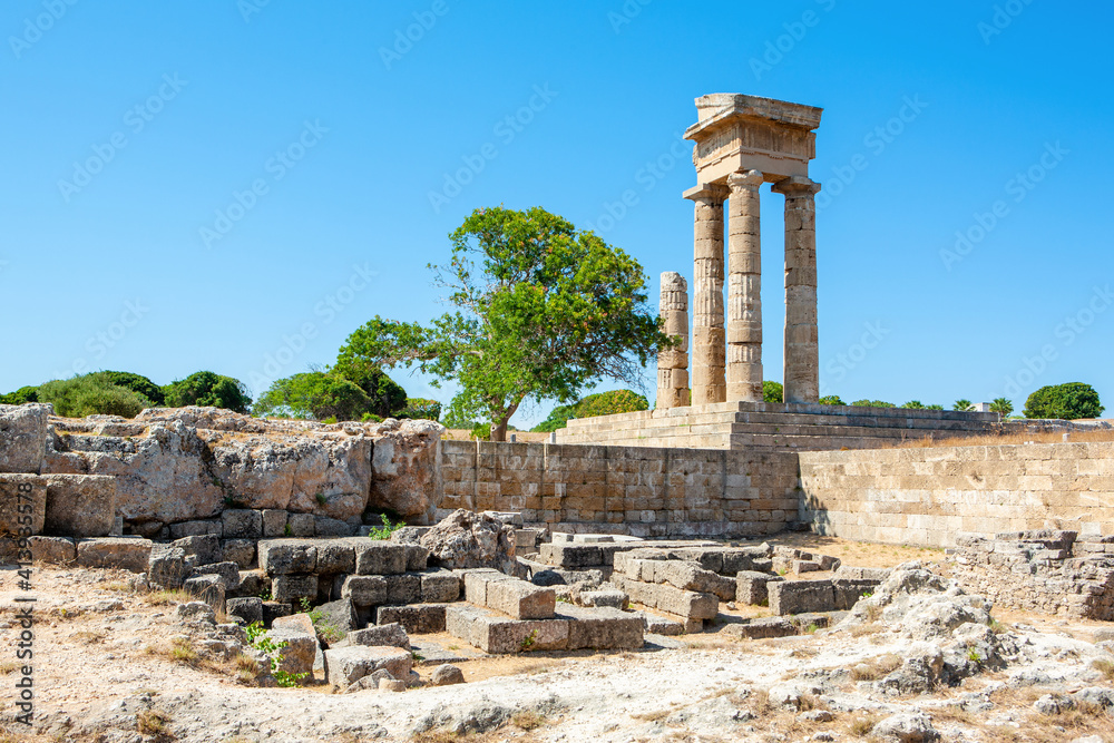 Ruins of the Temple of Pythian Apollo on the Rhodes island, Greece
