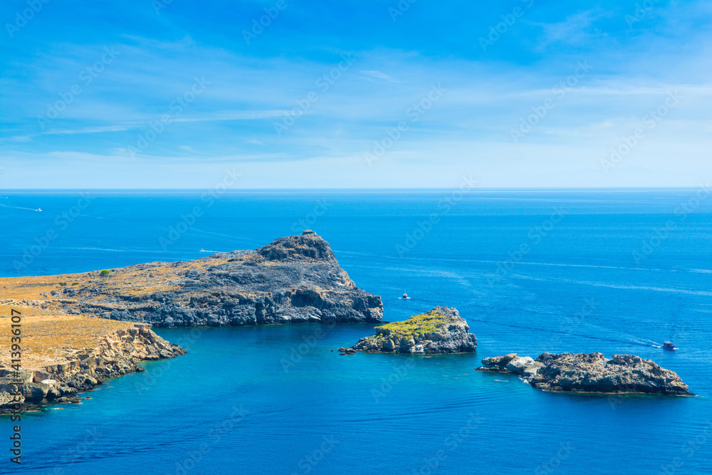 Fototapeta premium Lindos Bay on the Rhodes island, Greece