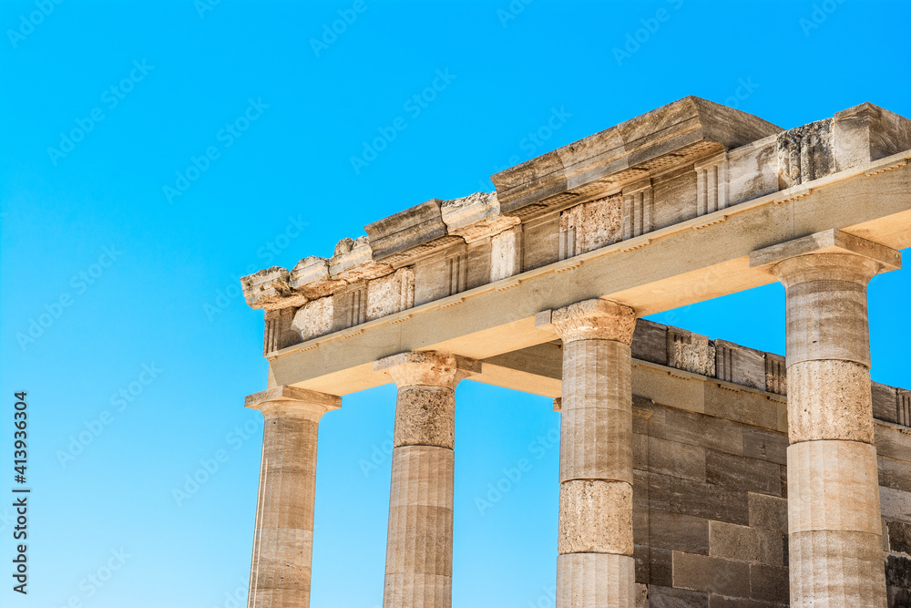 Colonnade in Staircase of the Propylaea in Lindos Acropolis
