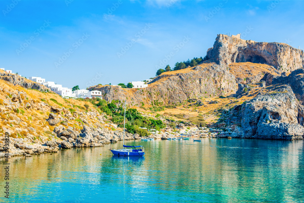 Landscape of the coast of Rhodes island Landscape of the coast of Rhodes island