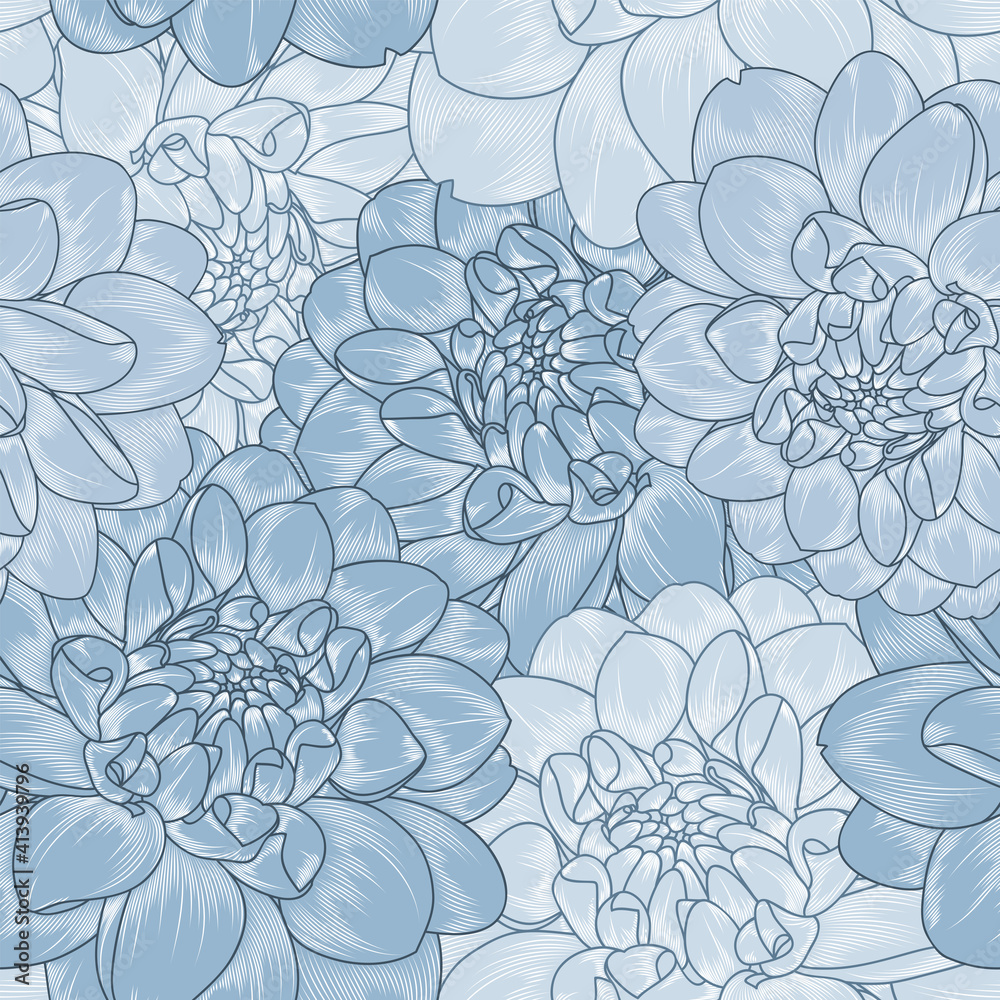Fototapeta premium Seamless background with dahlia flowers