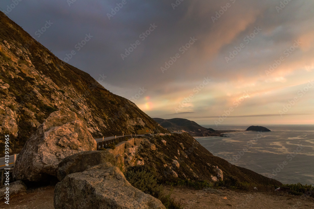 dramatic landscape photo of Big Sur,California during summer.