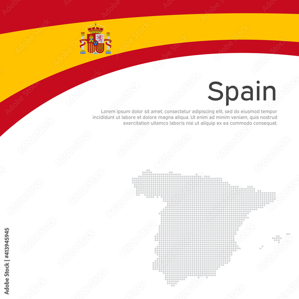 Abstract waving spain flag. Creative background for spain patriotic holiday card design. National poster. Spanish state patriotic cover, flyer. Vector flat design, template