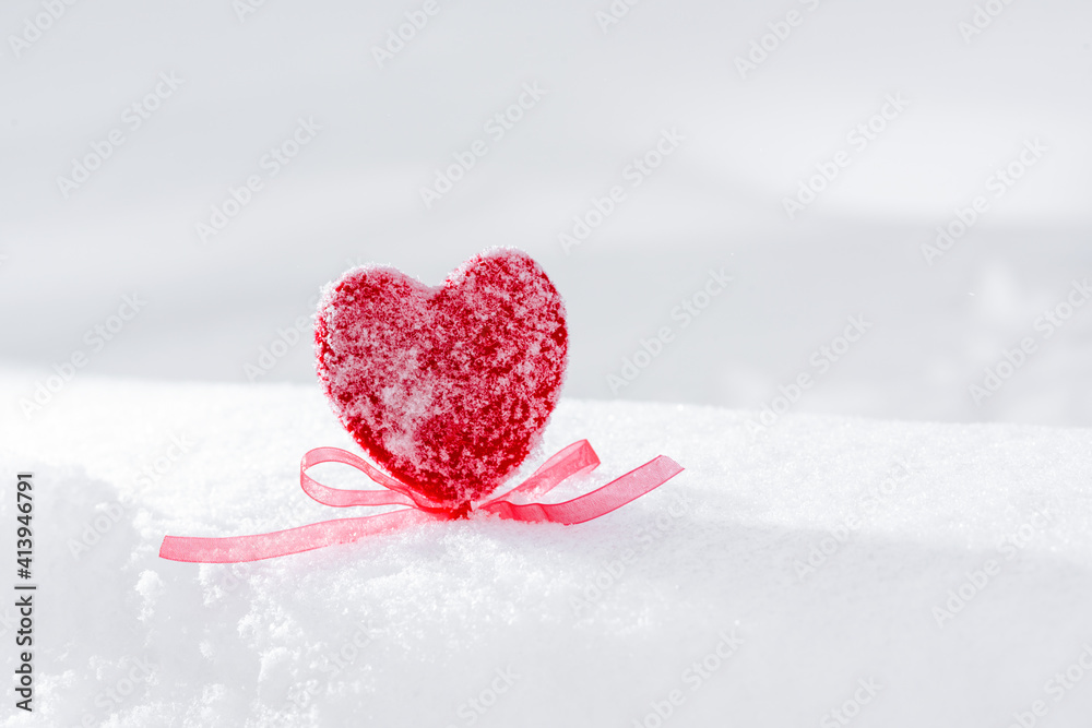 Fototapeta premium Red heart in the snow..