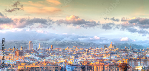 high resolution of Madrid skyline photo