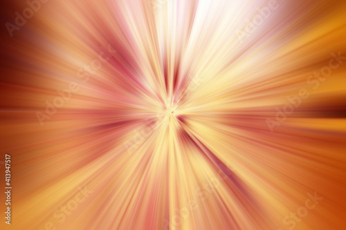 Abstract surface radial zoom blur of pink, yellow tones. Abstract pink, yellow background with radial, radiating, converging lines. 