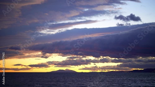 Gorgeous night time lapse with sea and clouds
