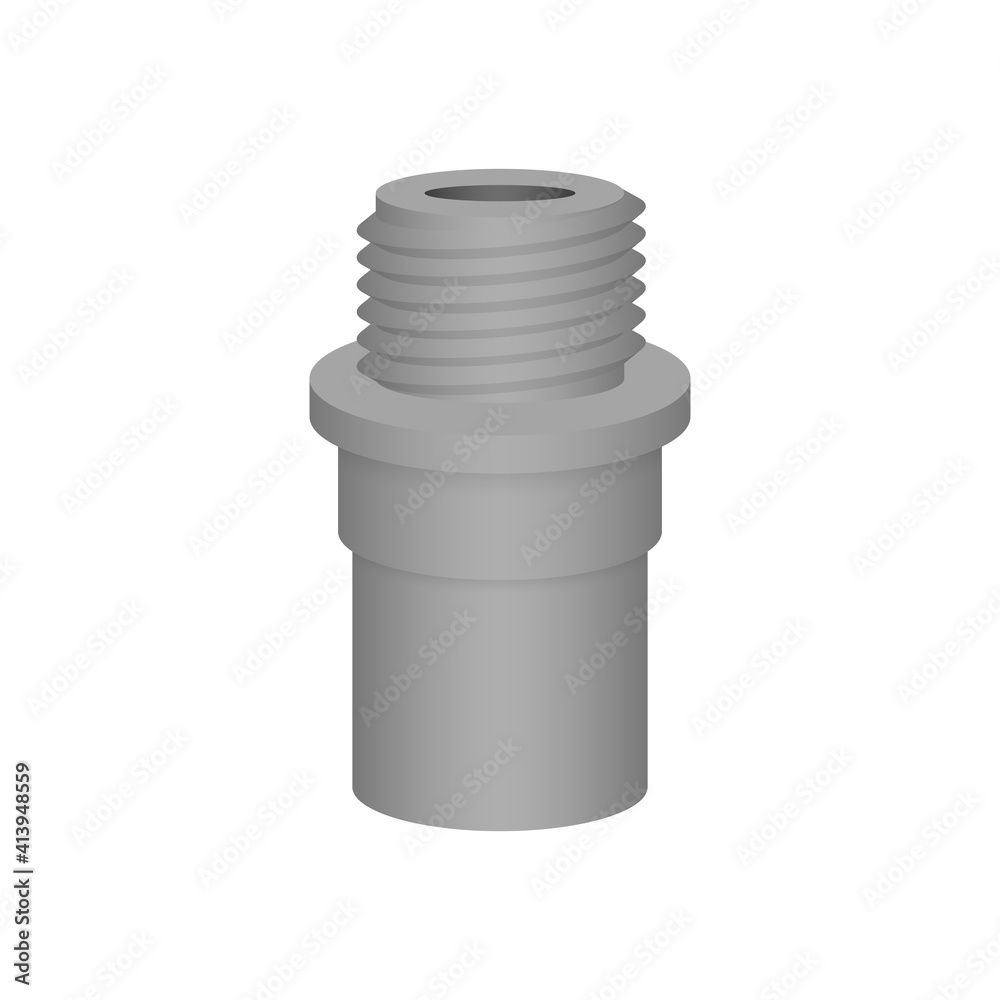 PVC or plastic pipe fitting vector design isolated on white background ...