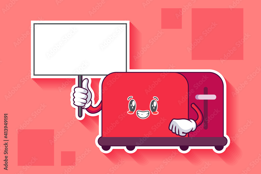 SMILING, HAPPY, GRIN SMILE Face Emotion. Holding Whiteboard Gesture. Toaster Cartoon Drawing Mascot Illustration. SMILING, HAPPY, GRIN SMILE Face Emotion. Holding Whiteboard Gesture. Toaster Cartoon Drawing Mascot Illustration.