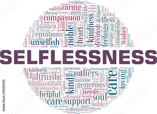 Selflessness vector illustration word cloud isolated on a white background.