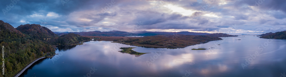Panorama of Loch Moidart, Doirlinn, Scotland