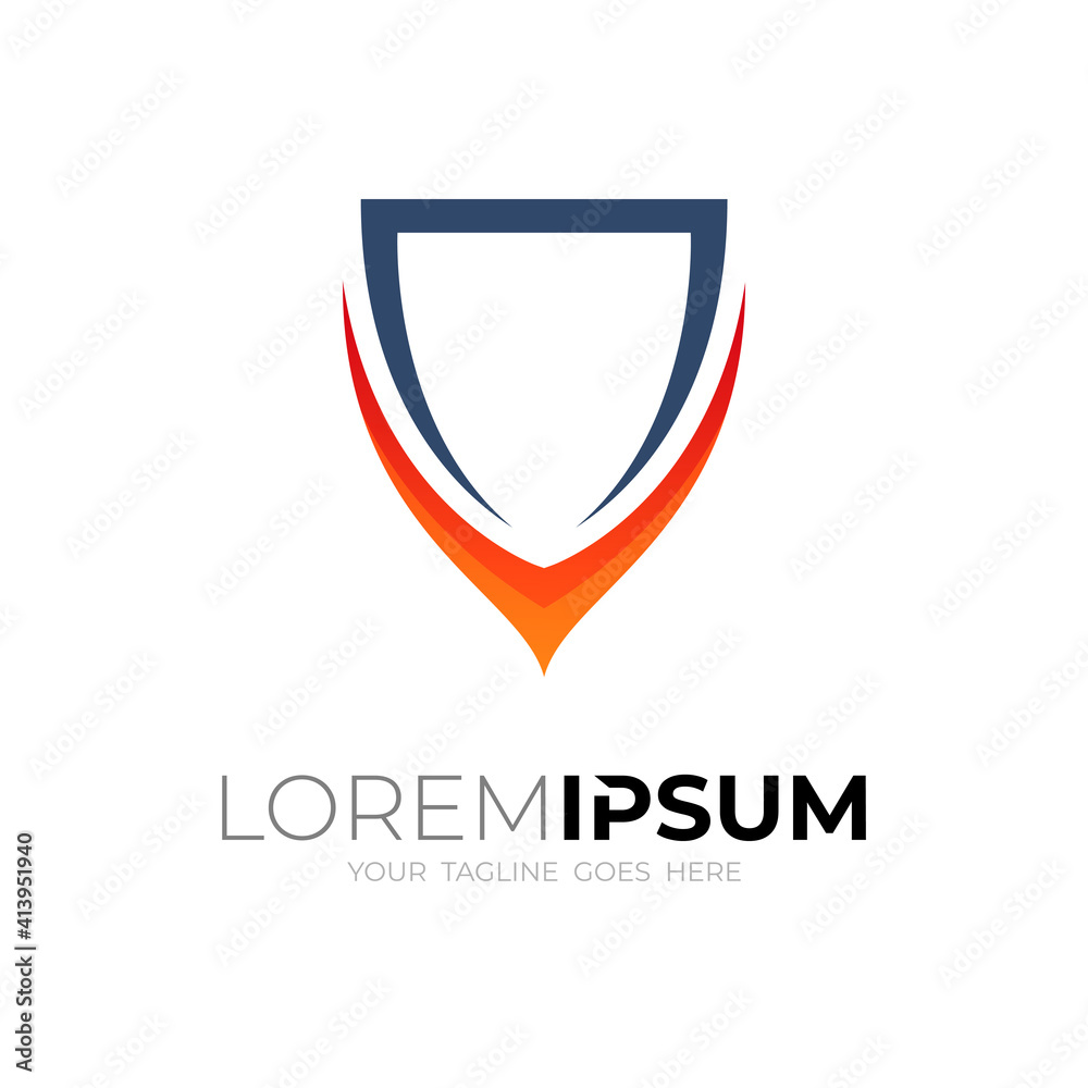Shield logo and line design template, line logo with simple design Shield logo and line design template, line logo with simple design