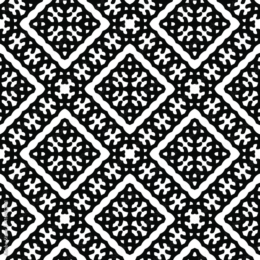 Geometric vector pattern with triangular elements. Seamless abstract ornament for wallpapers and backgrounds. Black and white colors. Geometric vector pattern with triangular elements. Seamless abstract ornament for wallpapers and backgrounds. Black and white colors.