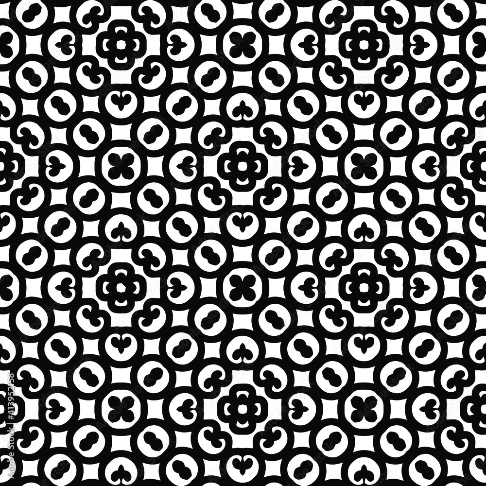 Geometric vector pattern with triangular elements. Seamless abstract ornament for wallpapers and backgrounds. Black and white colors. Geometric vector pattern with triangular elements. Seamless abstract ornament for wallpapers and backgrounds. Black and white colors.