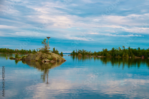 the calm refections of Georgian Bay Islands  National Park, Ontario Canada photo