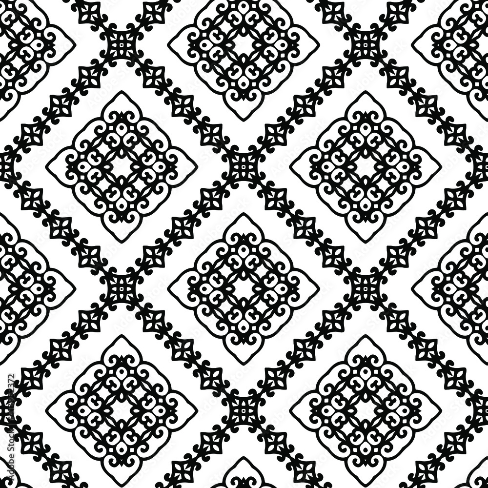 Geometric vector pattern with triangular elements. Seamless abstract ornament for wallpapers and backgrounds. Black and white colors. Geometric vector pattern with triangular elements. Seamless abstract ornament for wallpapers and backgrounds. Black and white colors.