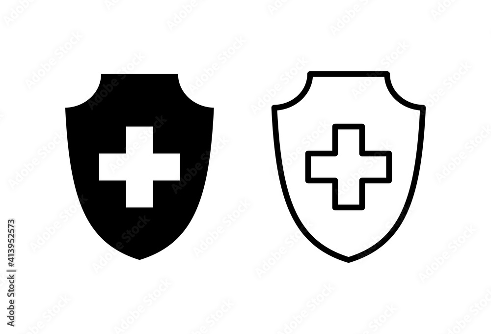 Health insurance icon set. Insurance health document icon Health insurance icon set. Insurance health document icon