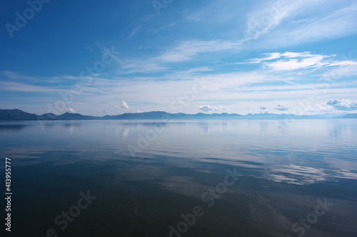 Lake in a tourist destination on a cloudy day