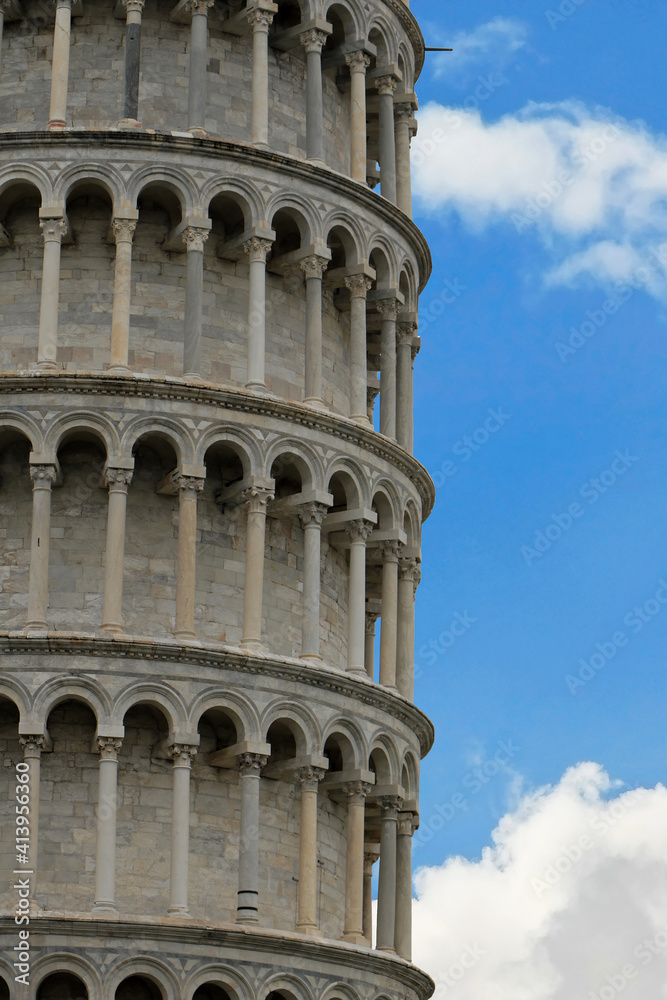 Pisa tower detail with clouds